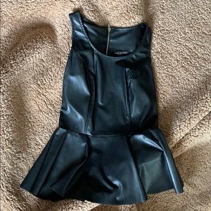 Black peplum leather shirt